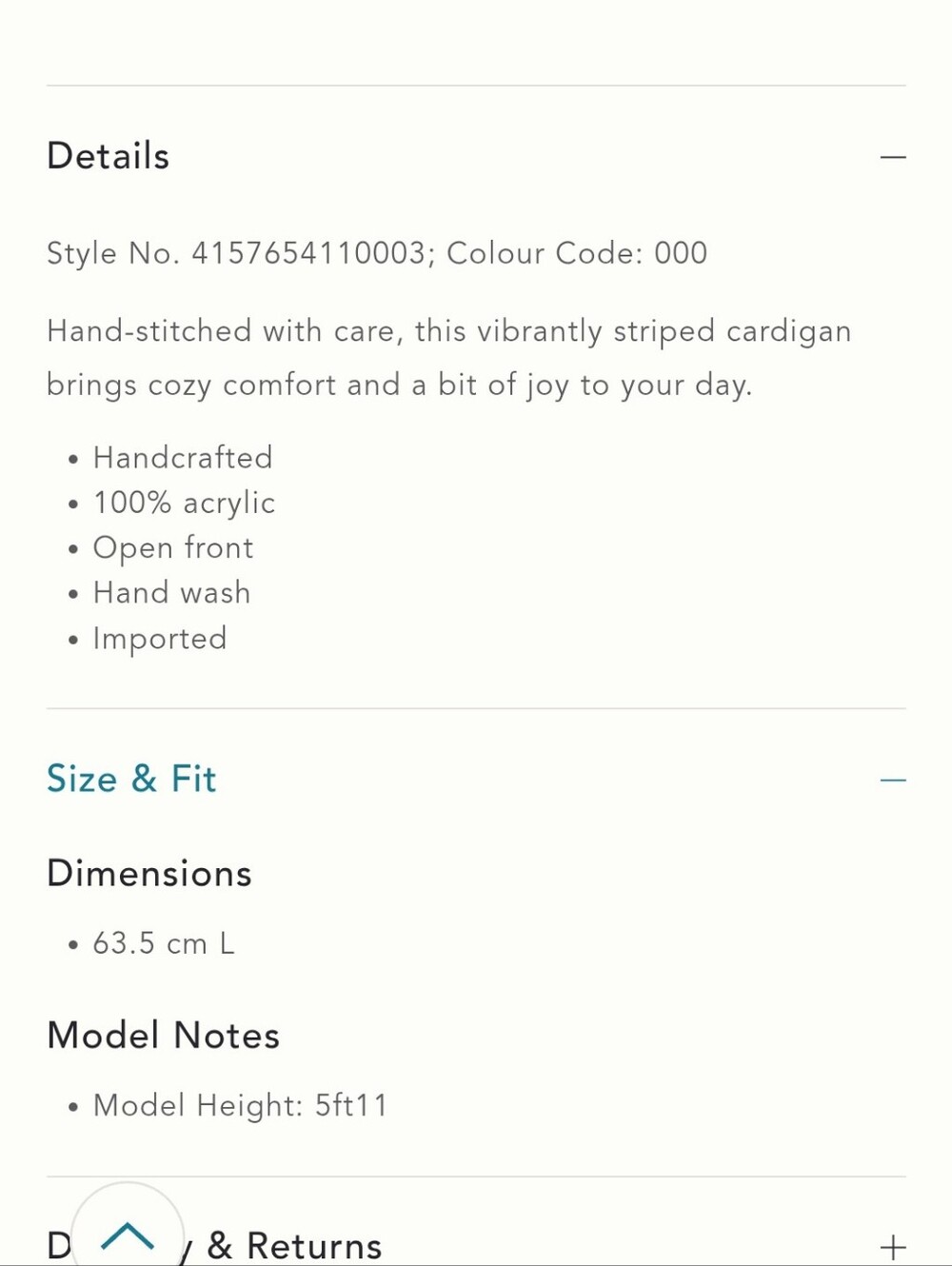 SAACHI Rainbow Knitted Cardigan OS - Picture 3 of 11